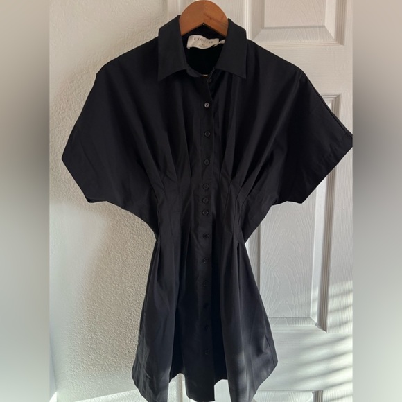 Exquise Anthropologie Black Button-Up Mini Tobie Shirt Dress XS - Picture 3 of 9
